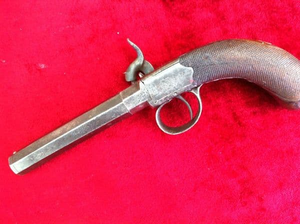 English Antique single barrel Percussion pistol circa 1840-1845.  Approx calibre .45. Ref 7303.